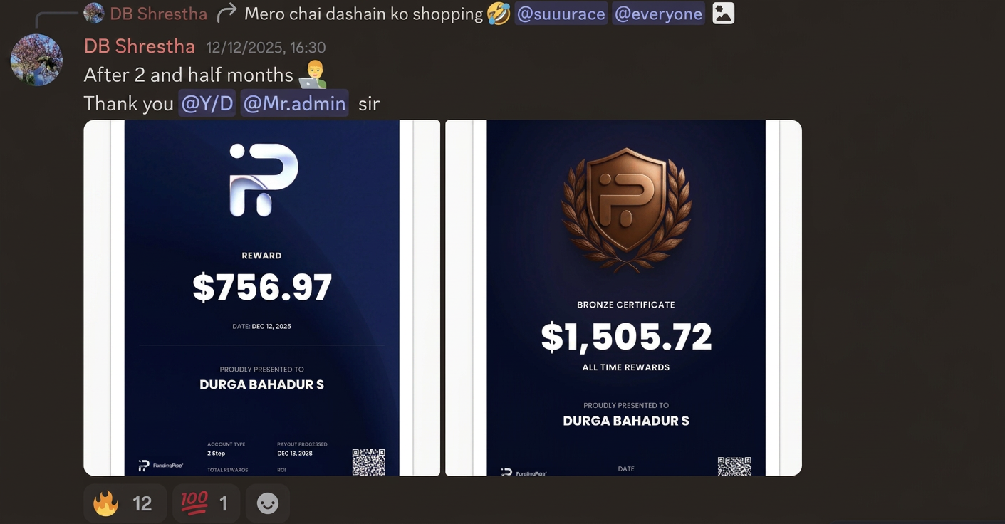 DB Shrestha - Payout · $756.97 (FundingPips)