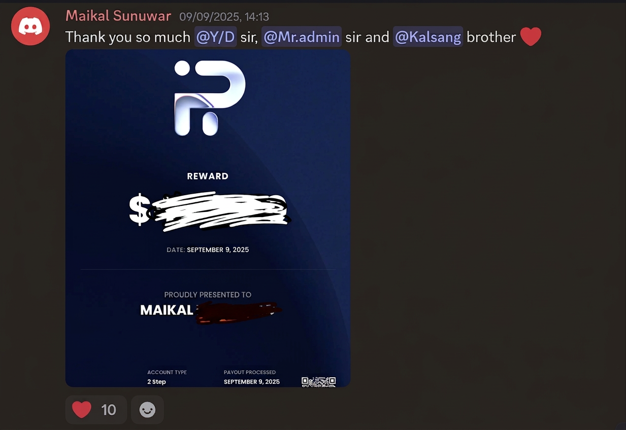 Maikal Sunuwar - Payout Received (FundingPips)